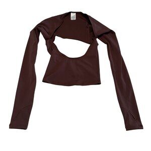 NWOT EXHALI x Apres Hours Reveal Espresso Brown Long Sleeve Top Women's Small S